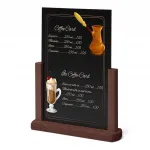 Dřevěný popisovatelný menu stojánek A4 - Tmavě hnědý A-Z Reklama CZ