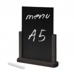 Dřevěný popisovatelný menu stojánek A5 - Černý