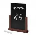 Dřevěný popisovatelný menu stojánek A5 - Tmavě hnědý