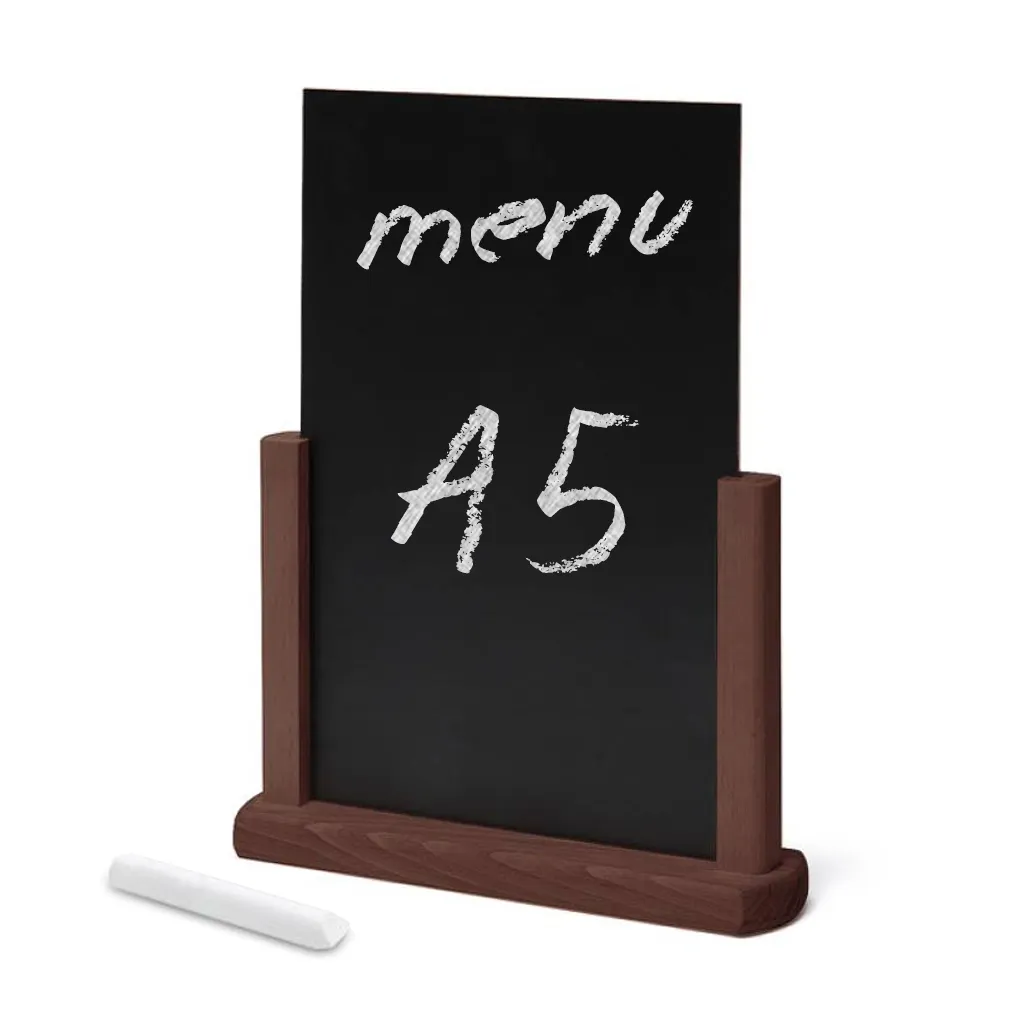 Dřevěný popisovatelný menu stojánek A5 - Tmavě hnědý A-Z Reklama CZ