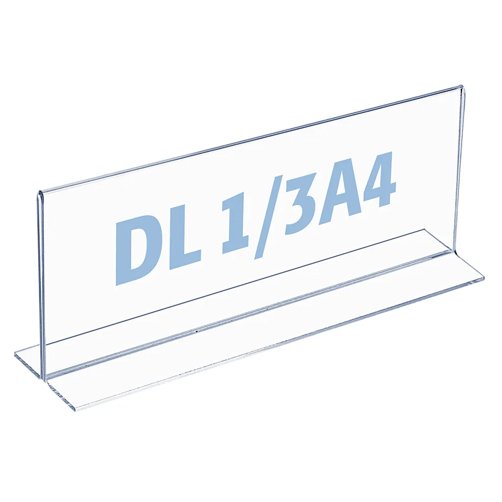 Plastový stojánek na 1 list - Tvar T - DL 1/3A4 na šířku A-Z Reklama CZ