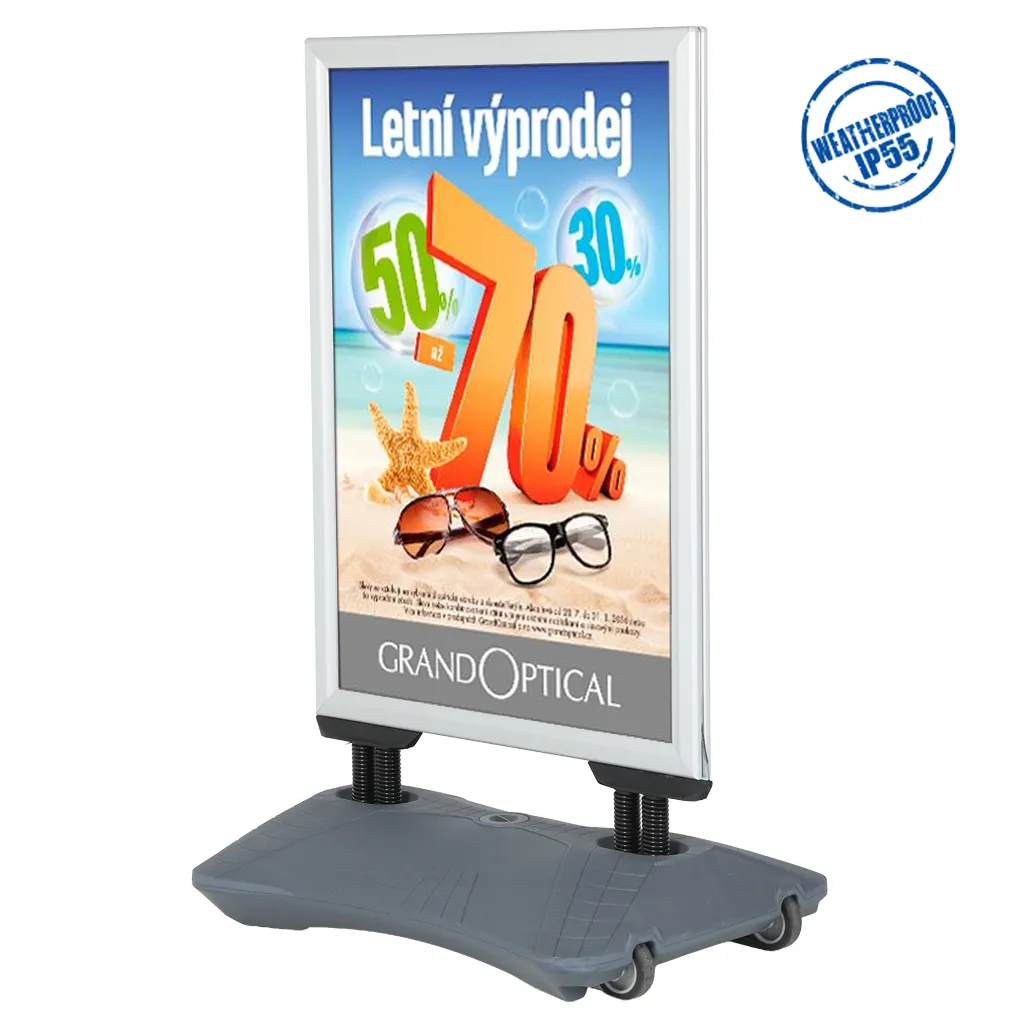 Venkovní stojan Windtalker WindPro A0 - Stříbrný rám A-Z Reklama CZ
