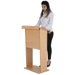 Řečnický pult s úchytem banneru - Světle hnědý A-Z Reklama CZ