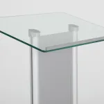 Řečnický pult se skleněným stolkem a čelním panelem - Stříbrná základna A-Z Reklama CZ