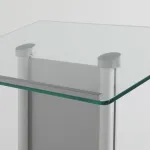 Řečnický pult se skleněným stolkem a čelním panelem - Stříbrná základna A-Z Reklama CZ