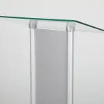 Řečnický pult se skleněným stolkem a čelním panelem - Stříbrná základna A-Z Reklama CZ