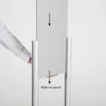 Řečnický pult se skleněným stolkem a čelním panelem - Stříbrná základna A-Z Reklama CZ