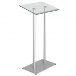 Řečnický pult se skleněným stolkem a čelním panelem - Stříbrná základna A-Z Reklama CZ