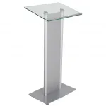 Řečnický pult se skleněným stolkem a čelním panelem - Stříbrná základna