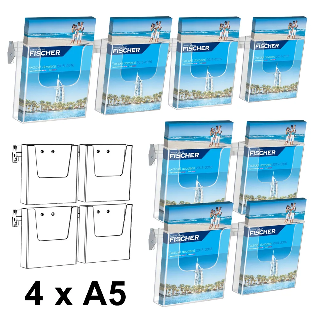 Cocktail Brochure Wall držák na letáky - set 4x A5 A-Z Reklama CZ