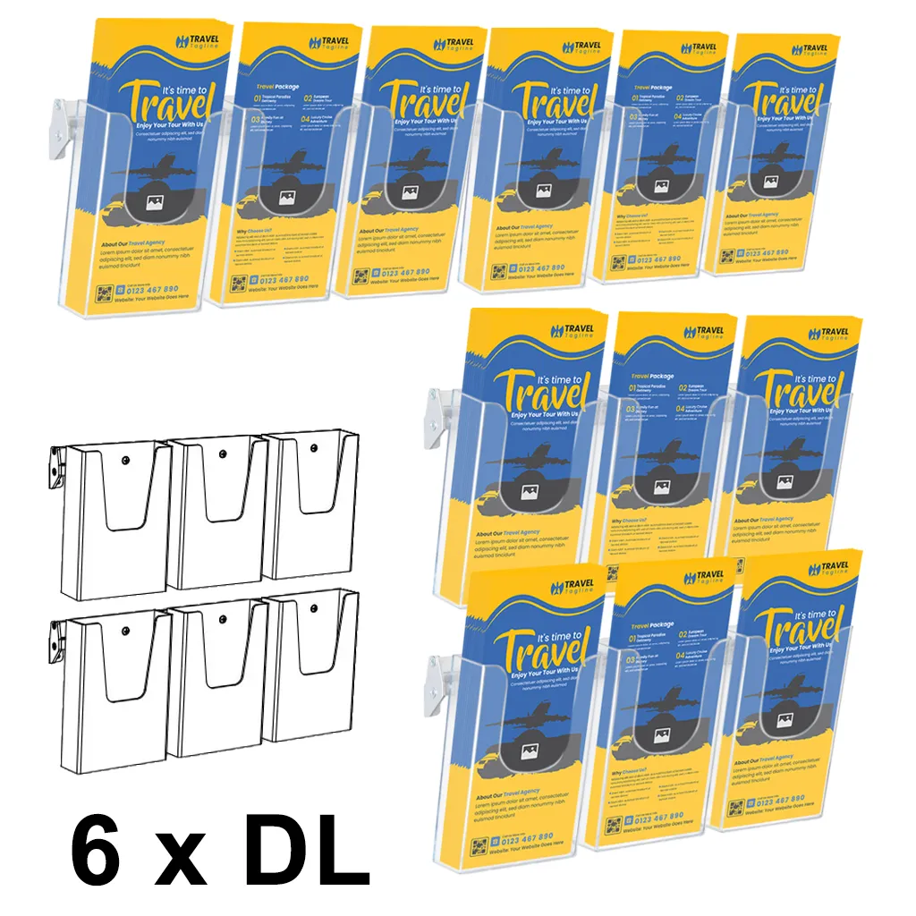 Cocktail Brochure Wall držák na letáky - set 6x DL A-Z Reklama CZ