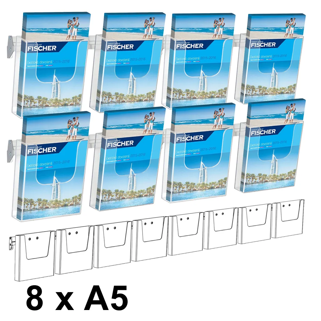 Cocktail Brochure Wall držák na letáky - set 8x A5 A-Z Reklama CZ