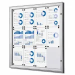 interiérová / venkovní vitrína pro prospekty 12xA4 - Stříbrná