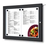 Světelná Černá Menu vitrína na stěnu pro 2xA4 listy