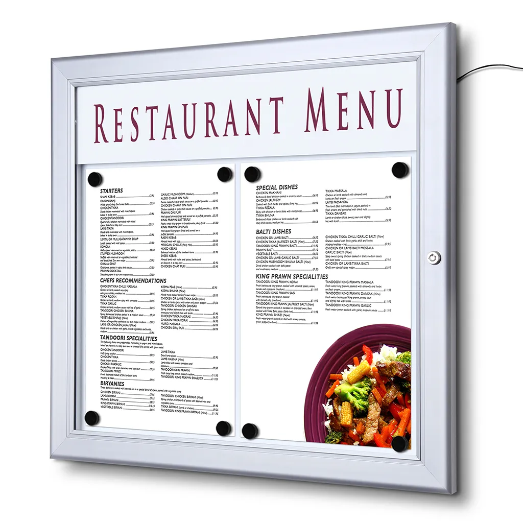 Venkovní prosvětlená LED vitrína MENU BOARD na Menu 2xA4 A-Z Reklama CZ