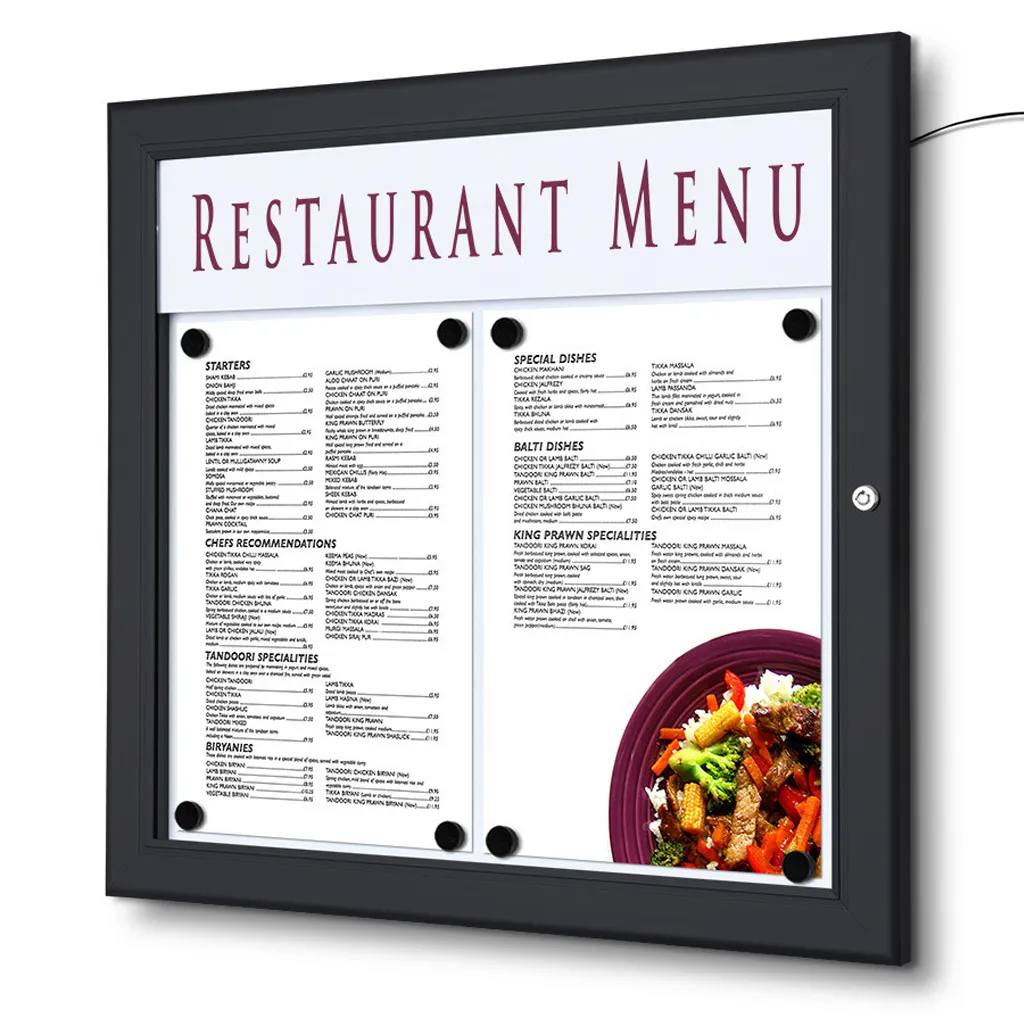 Venkovní prosvětlená LED vitrína na Menu 2xA4 - Černá A-Z Reklama CZ