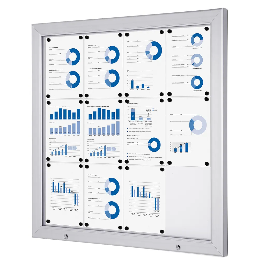 Venkovní uzamykatelná vitrína Alpha 12xA4 - stříbrná A-Z Reklama CZ