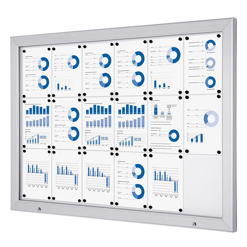 Venkovní uzamykatelná vitrína Alpha 18xA4 - stříbrná A-Z Reklama CZ