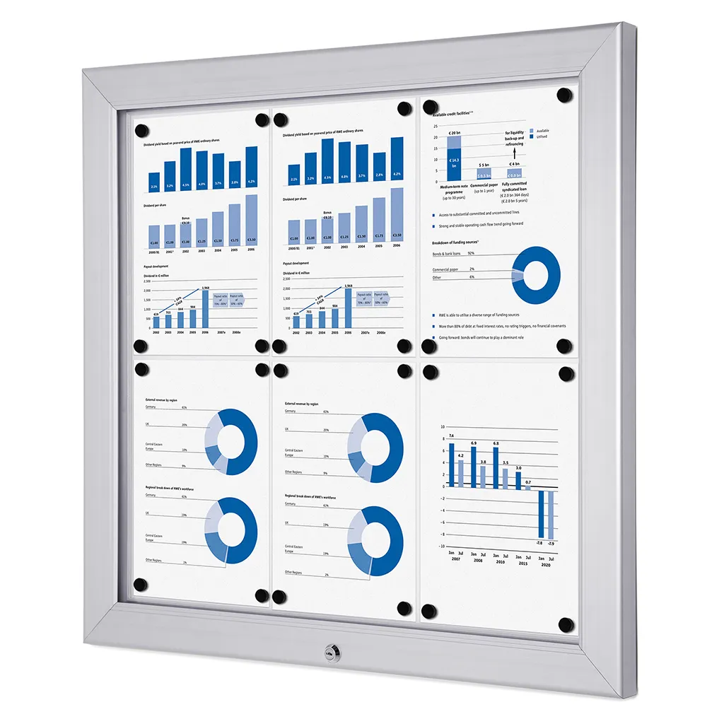 Venkovní uzamykatelná vitrína Alpha 6xA4 - stříbrná A-Z Reklama CZ