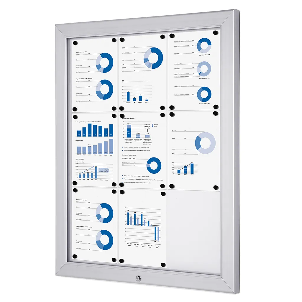 Venkovní uzamykatelná vitrína Alpha 9xA4 - stříbrná A-Z Reklama CZ