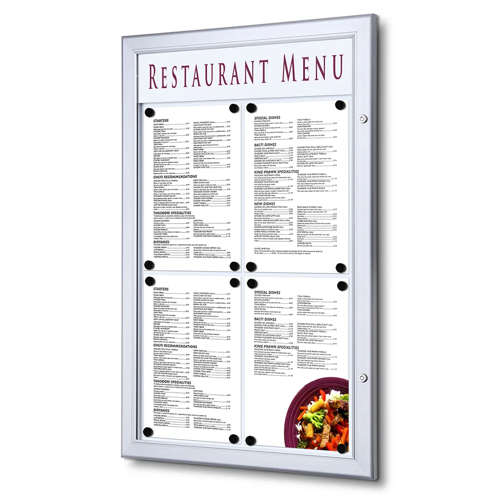 Venkovní vitrína MENU BOARD na Menu pro prospekty 4xA4 A-Z Reklama CZ