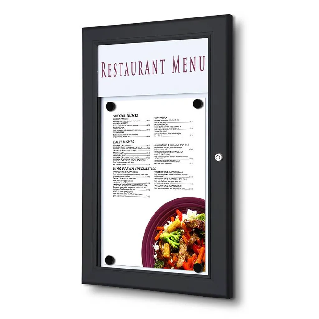 Venkovní vitrína na Menu pro prospekty 1xA4 - Černá