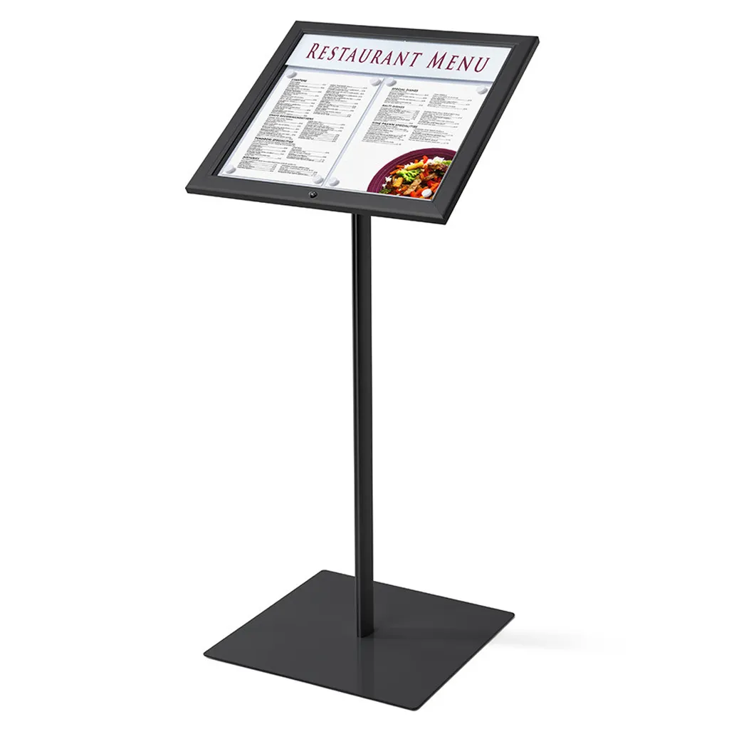 Volně stojící Stojan Menuboard s vitrínou 2x A4 - Černý