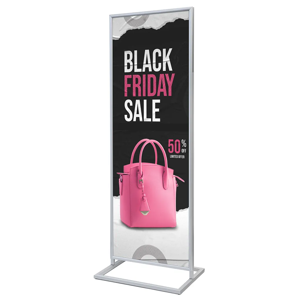 Plakátový stojan se zaklapávacím rámem 2xA1 - Stříbrný A-Z Reklama CZ