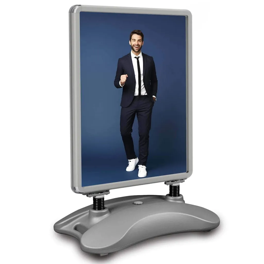 Venkovní stojan Windtalker Hampton A0 - Stříbrný rám A-Z Reklama CZ