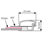 Hliníkový Voděodolný klaprám MT profil 25 mm - A4 A-Z Reklama CZ