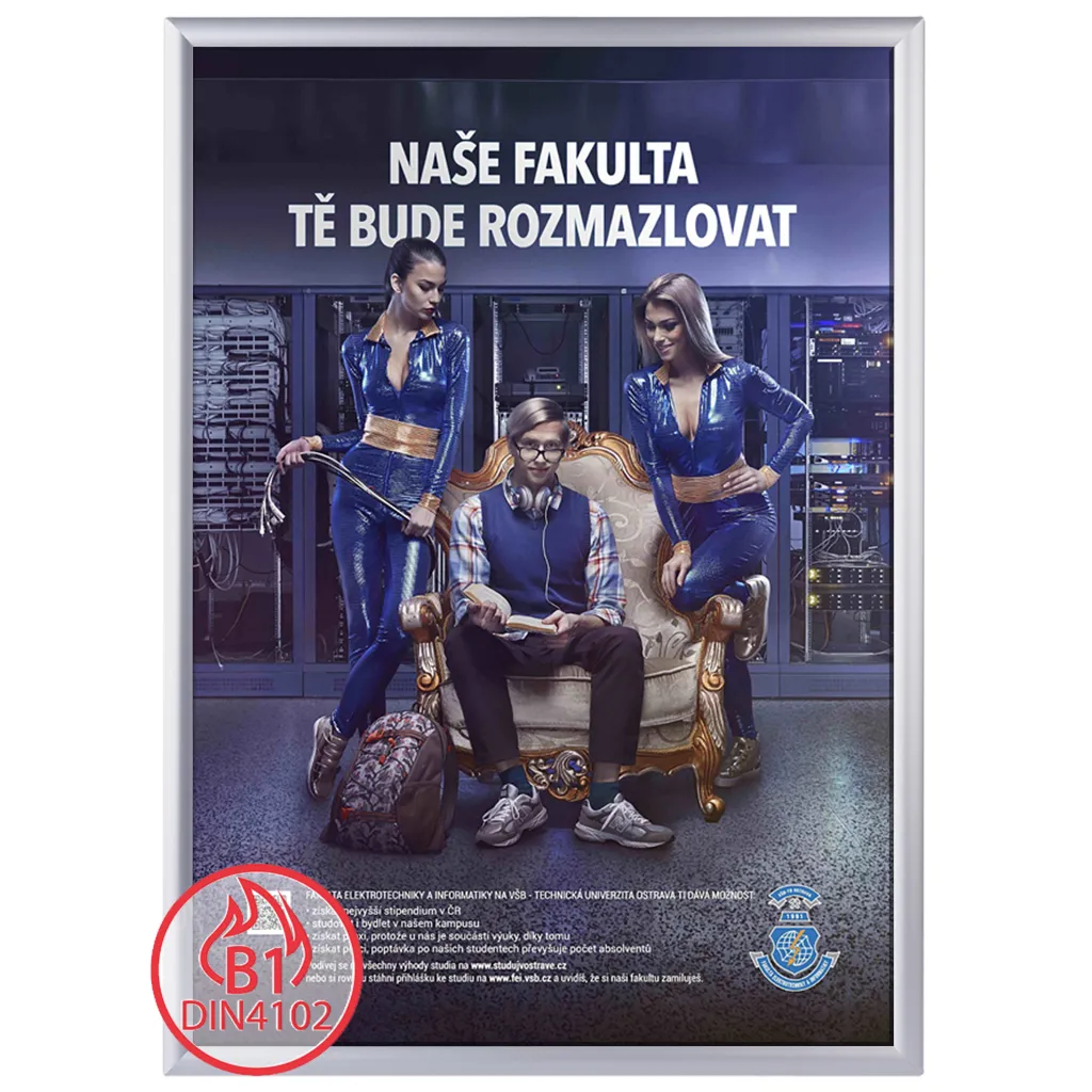 Plakátový rám s protipožární certifikací B1 profil 25 mm - Ostrý roh A1 A-Z Reklama CZ