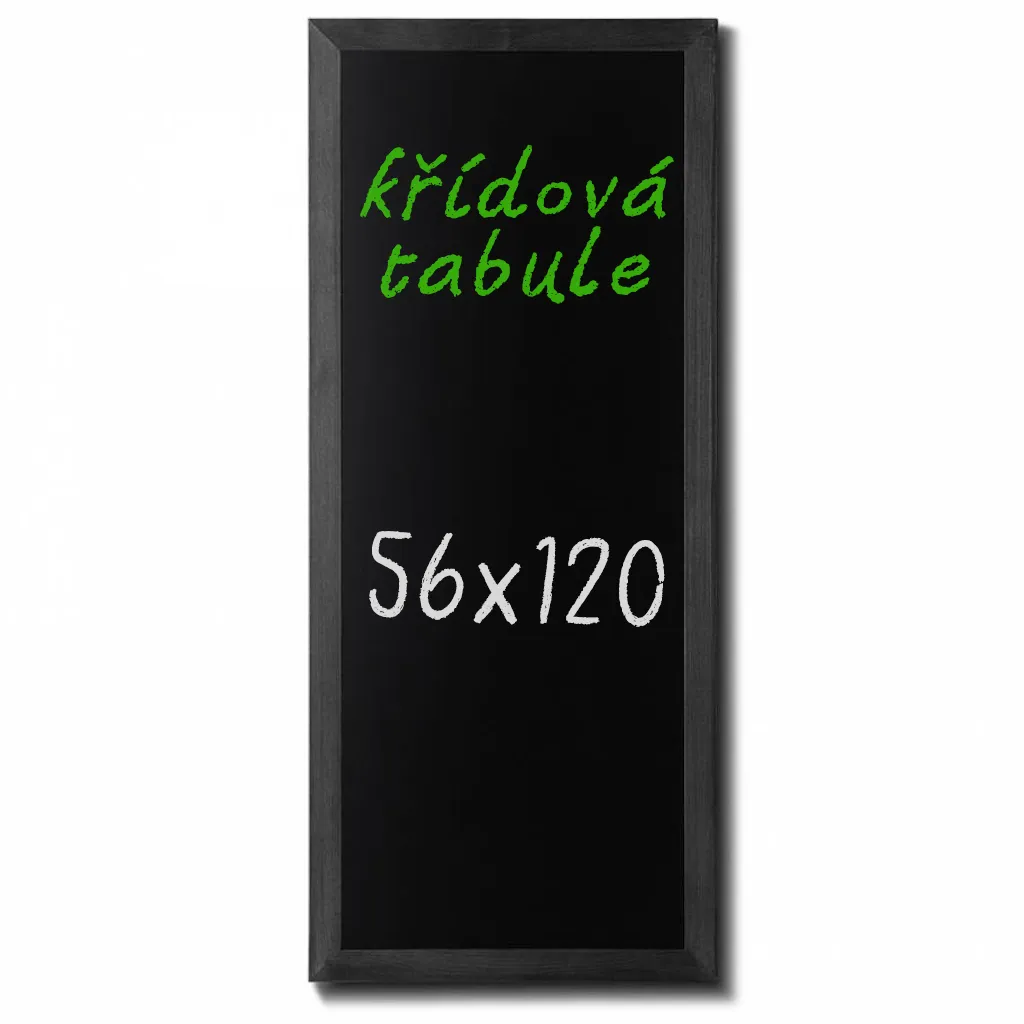 Nástěnná dřevěná křídová tabule Černě lakovaná 56x120 cm A-Z Reklama CZ