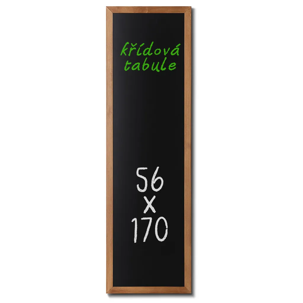 Nástěnná dřevěná křídová tabule světle hnědý lak 56x170 cm A-Z Reklama CZ