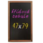 Nástěnná dřevěná křídová tabule tmavě hnědý lak 47x79 cm