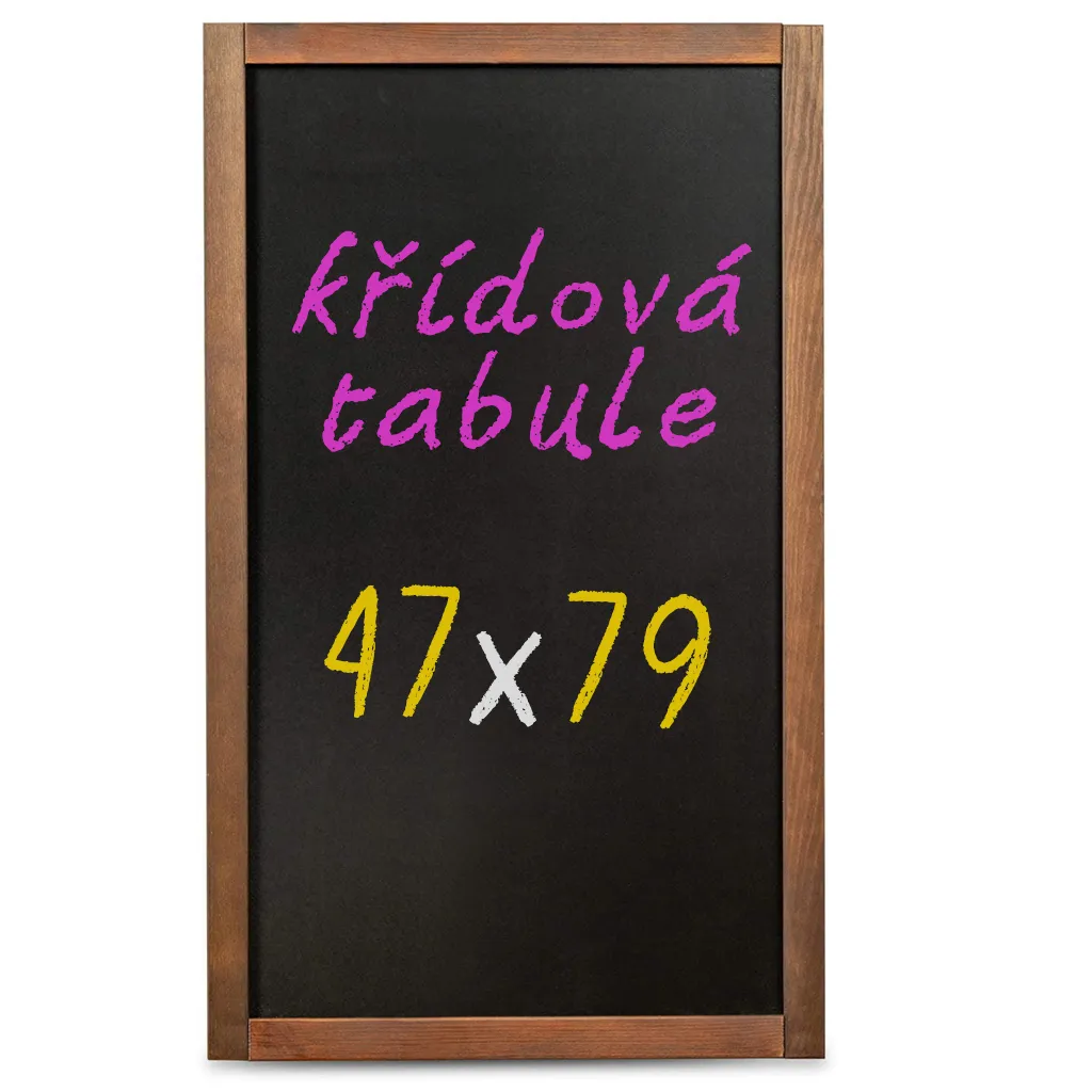 Nástěnná dřevěná křídová tabule tmavě hnědý lak 47x79 cm A-Z Reklama CZ