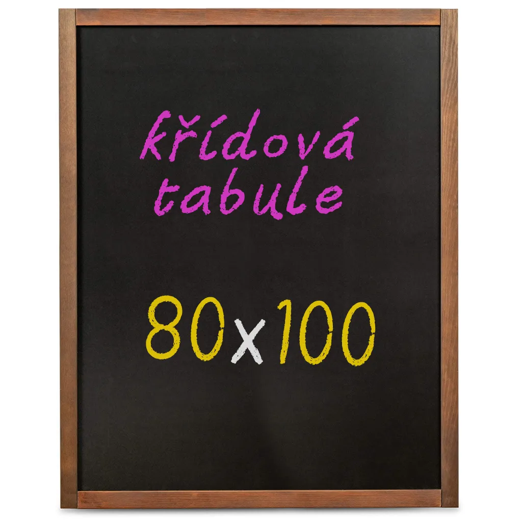 Nástěnná dřevěná křídová tabule tmavě hnědý lak 80x100 cm A-Z Reklama CZ