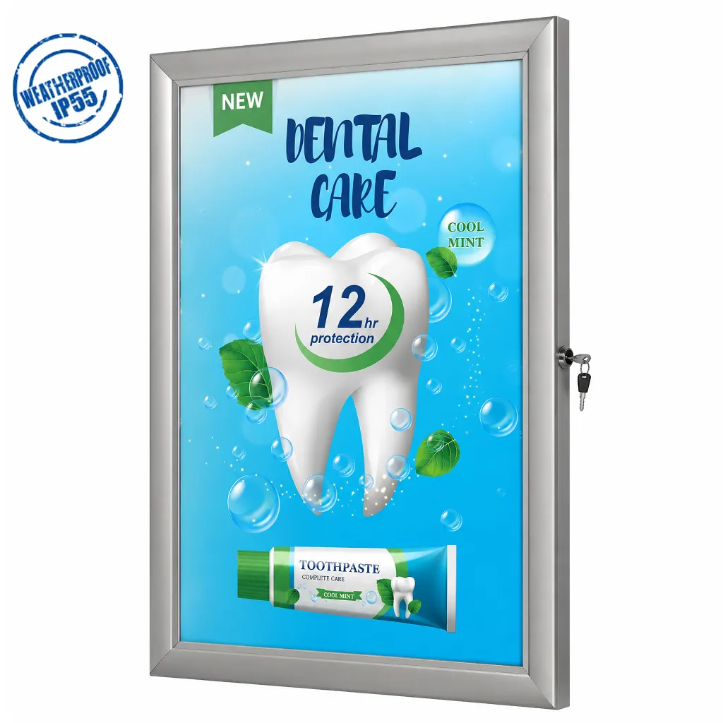 Uzamykatelná venkovní vitrína na plakát A2 – Stříbrná A-Z Reklama CZ
