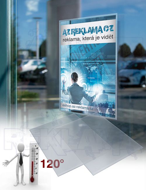 Samodržící čirá statická plakátová kapsa na sklo A1 A-Z Reklama CZ