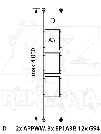 Lankový systém APPENDO na stěnu vzor D A-Z Reklama CZ