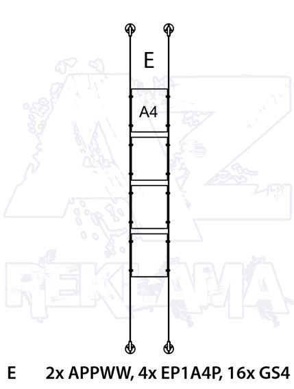 Lankový systém APPENDO na stěnu vzor E A-Z Reklama CZ