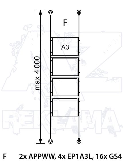 Lankový systém APPENDO na stěnu vzor F A-Z Reklama CZ