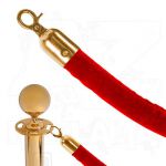 Červený provaz na barierový sloupek, Zlaté koncovky A-Z Reklama CZ